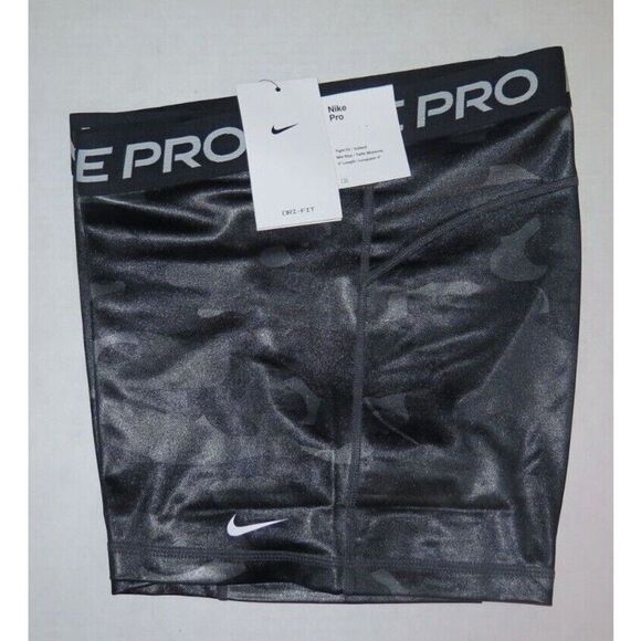 Nike Pro DJ6440 Women's Sz XL Dark Smoke Gray/Camo Mid Rise 3" Training Shorts - Picture 3 of 6